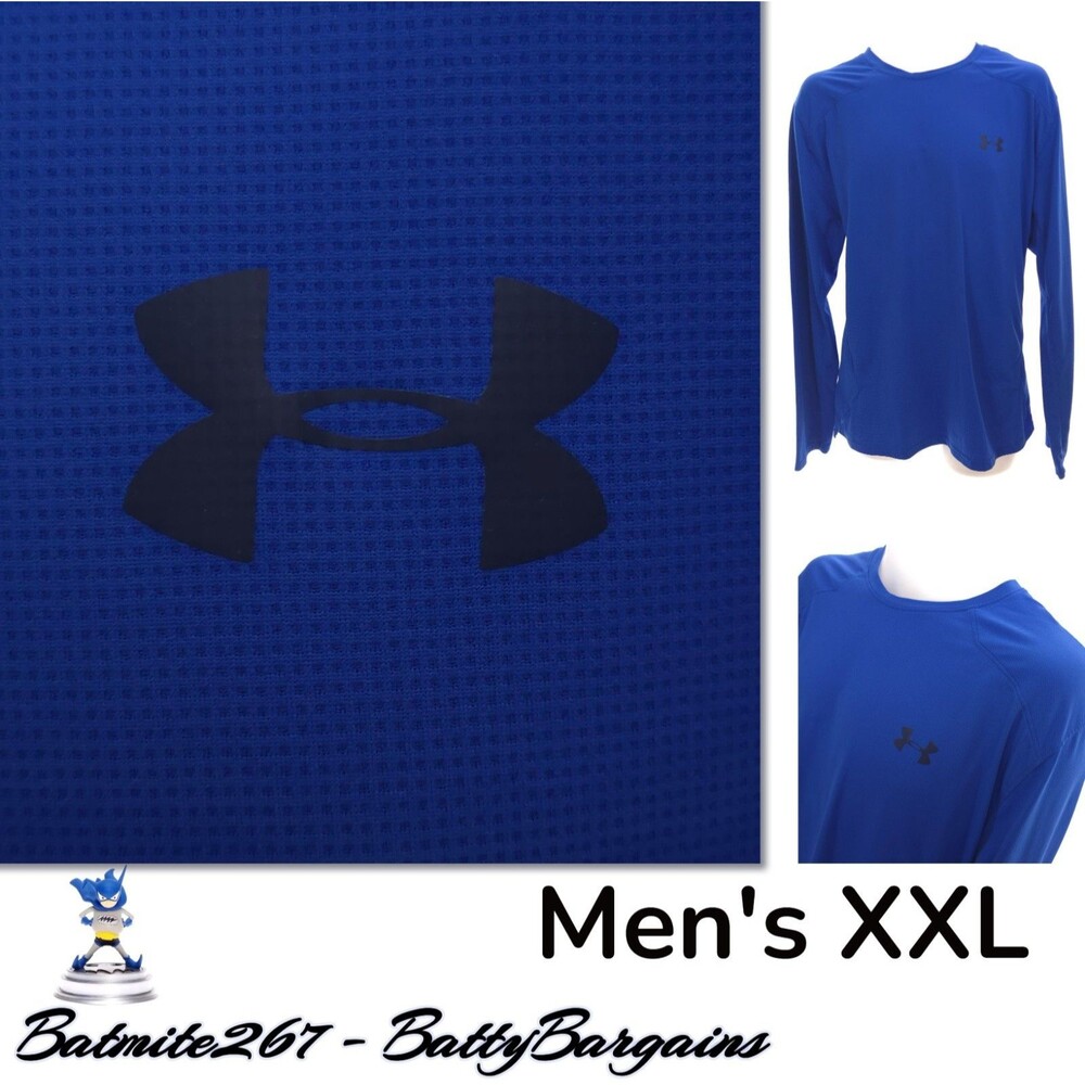 Under Armour Shirt Mens 2XL XXL HeatGear Fitted Activewear Blue L/S Free Ship